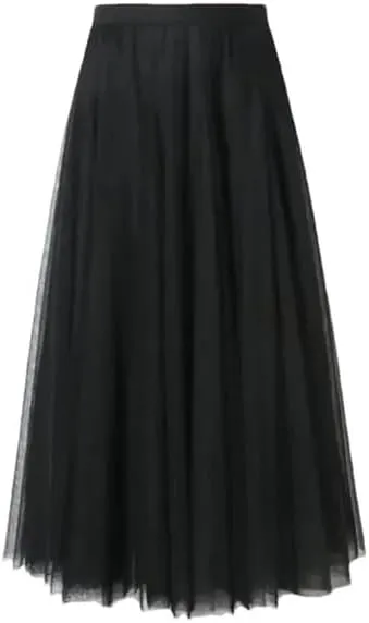 Women's Summer Elastic Beach Skirt High Waist Pleated Long Skirt