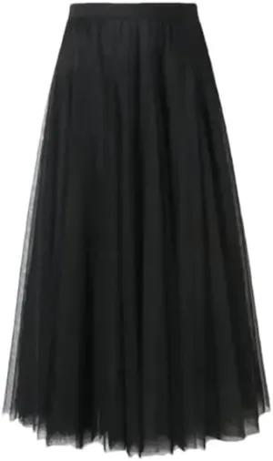Women's Summer Elastic Beach Skirt High Waist Pleated Long Skirt