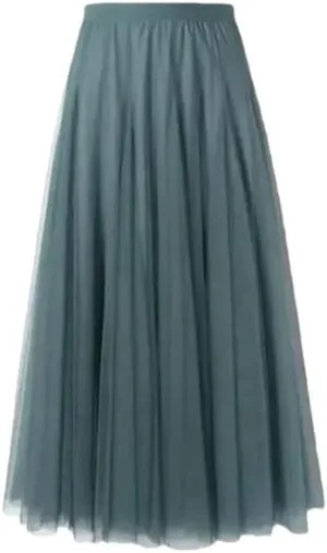 Women's Summer Elastic Beach Skirt High Waist Pleated Long Skirt