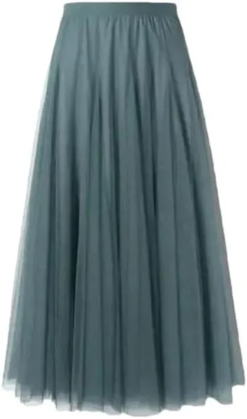Women's Summer Elastic Beach Skirt High Waist Pleated Long Skirt