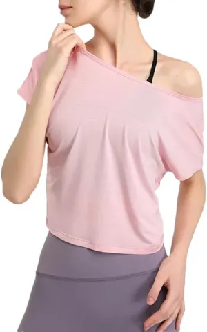 Women's Summer Loose Yoga Shirts Short Sleeve Sport T-Shirts Quick Dry Elastic Running Fitness Tops