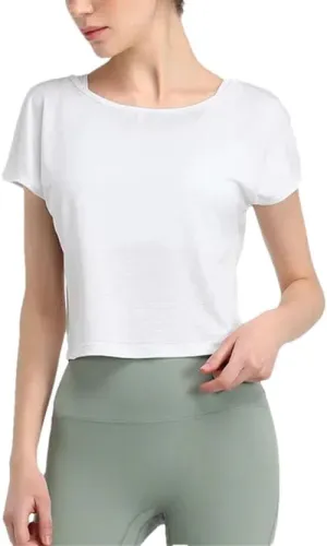 Women's Summer Loose Yoga Shirts Short Sleeve Sport T-Shirts Quick Dry Elastic Running Fitness Tops