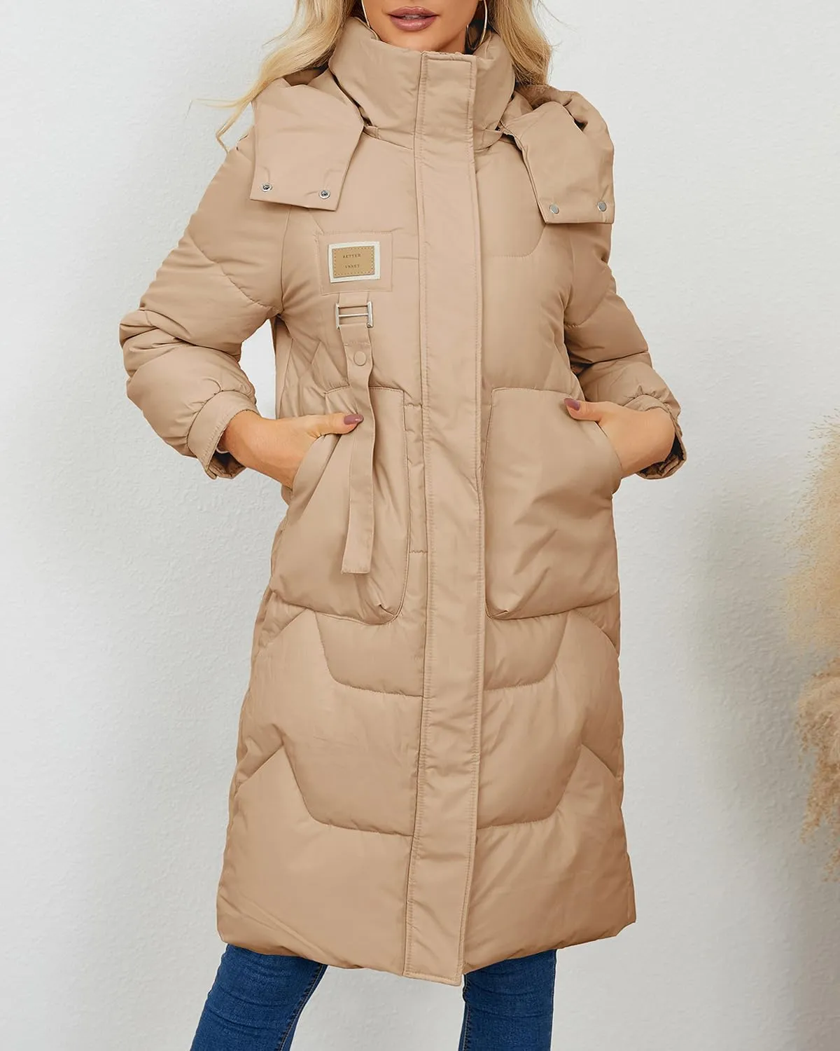 Xixiuly Women's Winter Warm Long Puffer Coat with Removable Hood Thicken Lined Zip Parka Coats Warm Outwear with Big Pockets