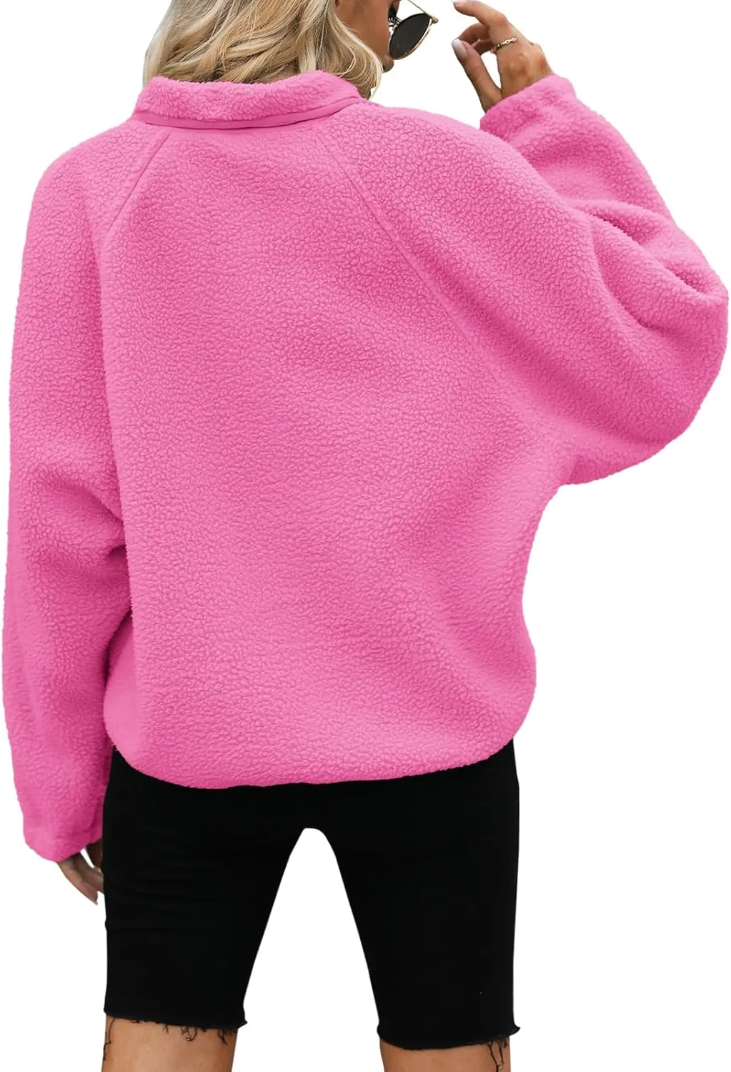 Yanekop Womens Fleece Jacket Fuzzy Long Sleeve Short Coats Button Down Sherpa Outerwear with Pockets