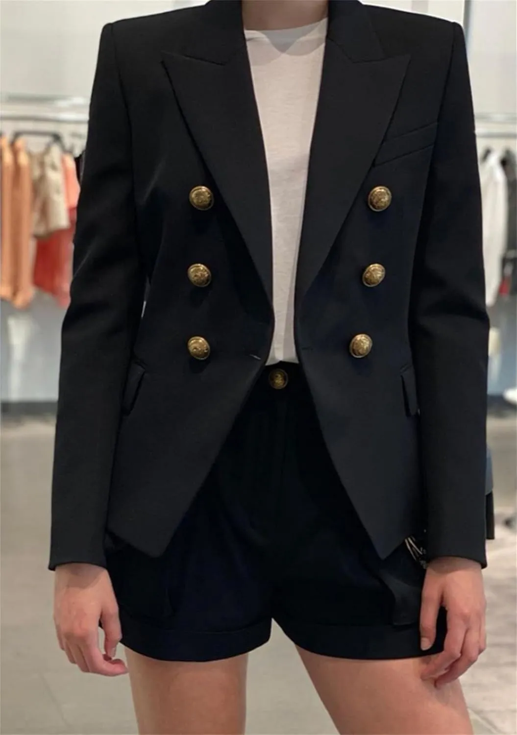 YMING Womens Double Breasted Long Sleeve Blazer Lapel Open Front Jacket Solid Color Work Office Coats with Pockets